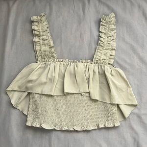 Forever 21 Sage Green Smocked Ruffle Cami Top